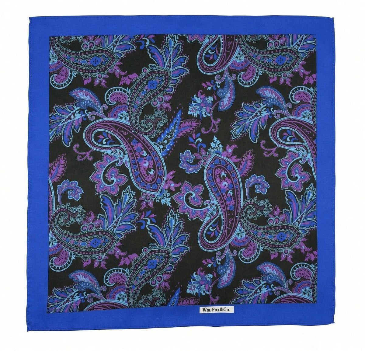 Blue & Violet Paisley Pocket Square — full pattern