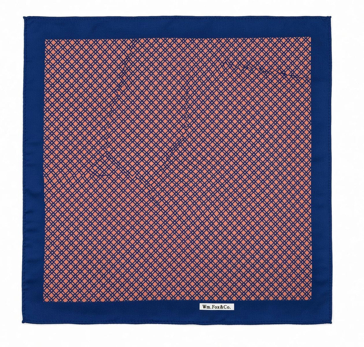 Peach & Navy Lattice Pocket Square — full pattern
