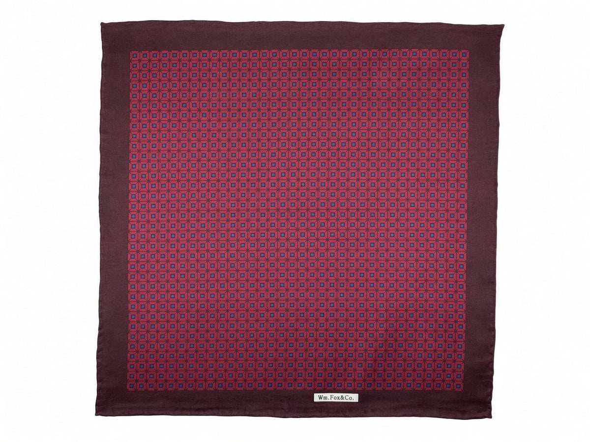 Burgundy Tonal Micro Pattern Pocket Square — full pattern