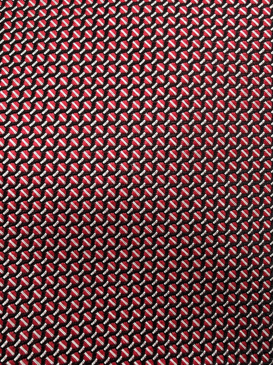 Burgundy Mini Geometric Necktie, fabric close-up