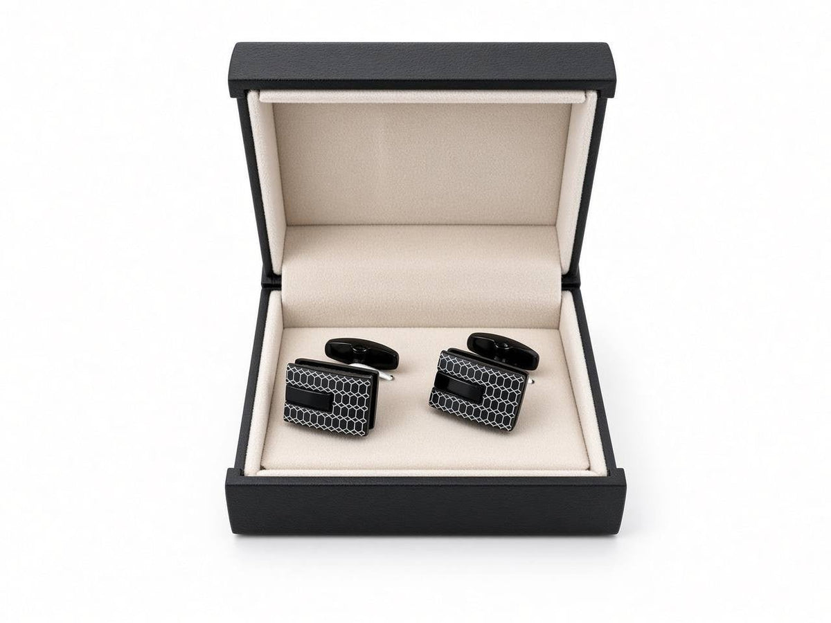 Black Basketweave Cufflinks - Wm. Fox & Co.