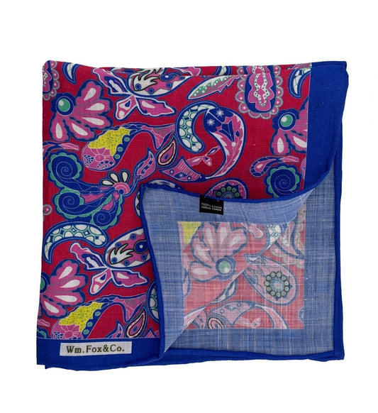 Royal Blue Multicolor Paisley Pocket Square — folded detail