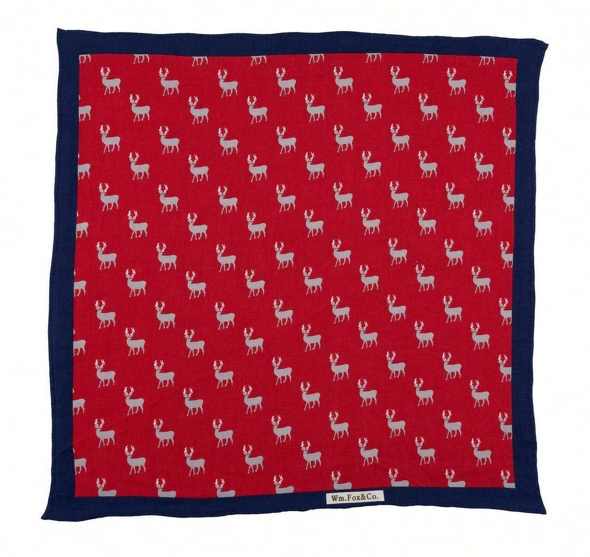 Red Stag Motif Pocket Square — full pattern