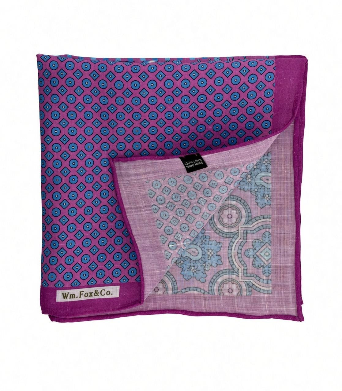 Plum Four-Pattern Pocket Square — folded detail
