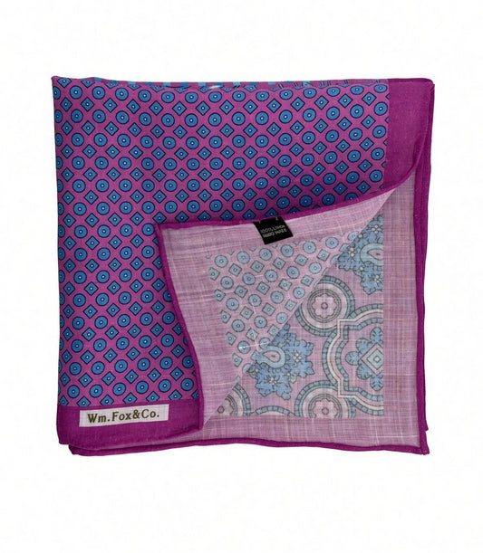 Plum Four-Pattern Pocket Square — folded detail