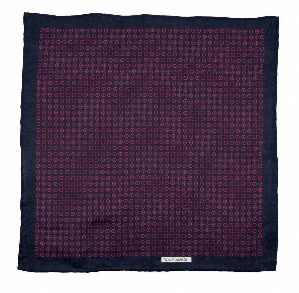 Navy & Burgundy Geometric Pocket Square — full pattern