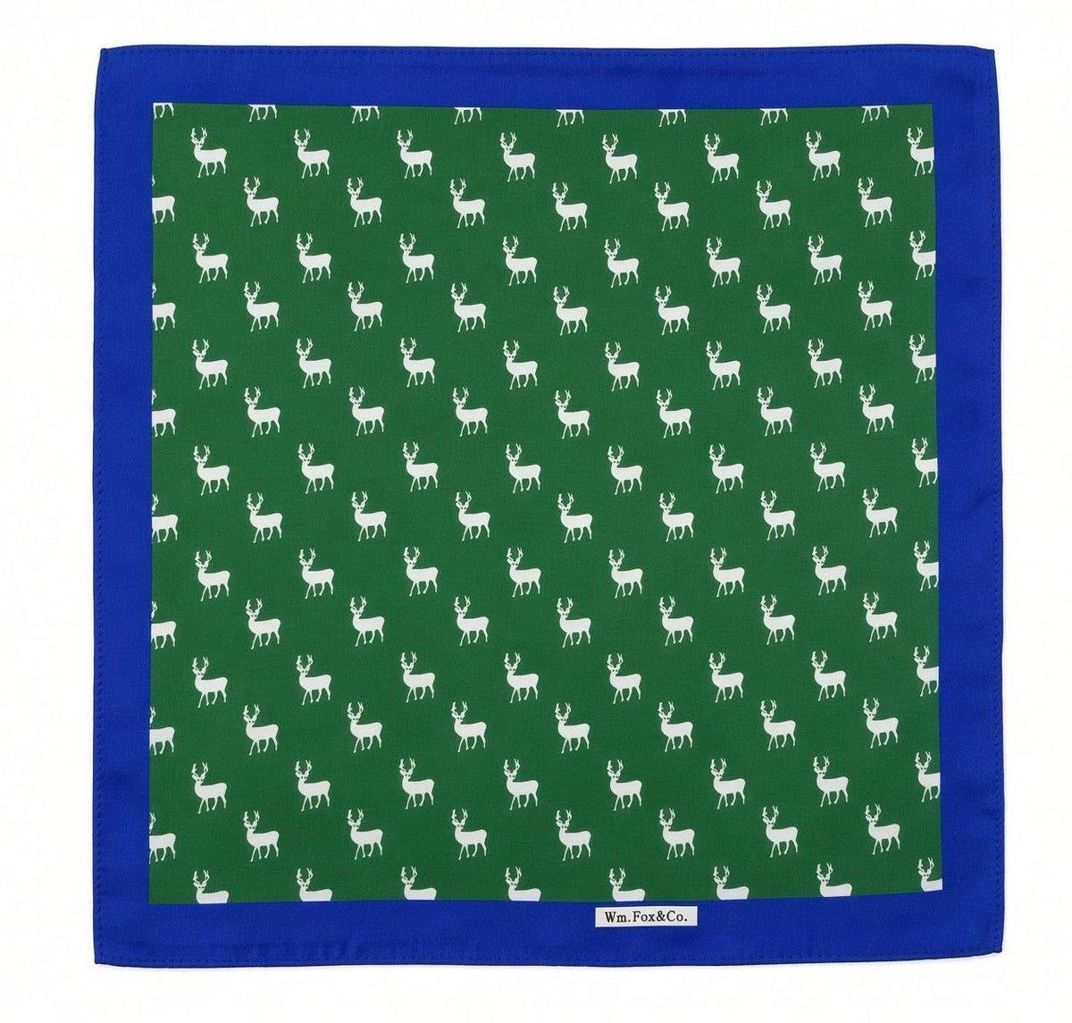 Green Stag Motif Pocket Square — full pattern
