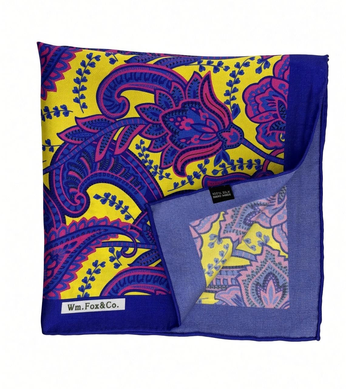 Gold & Purple Paisley Pocket Square — folded detail
