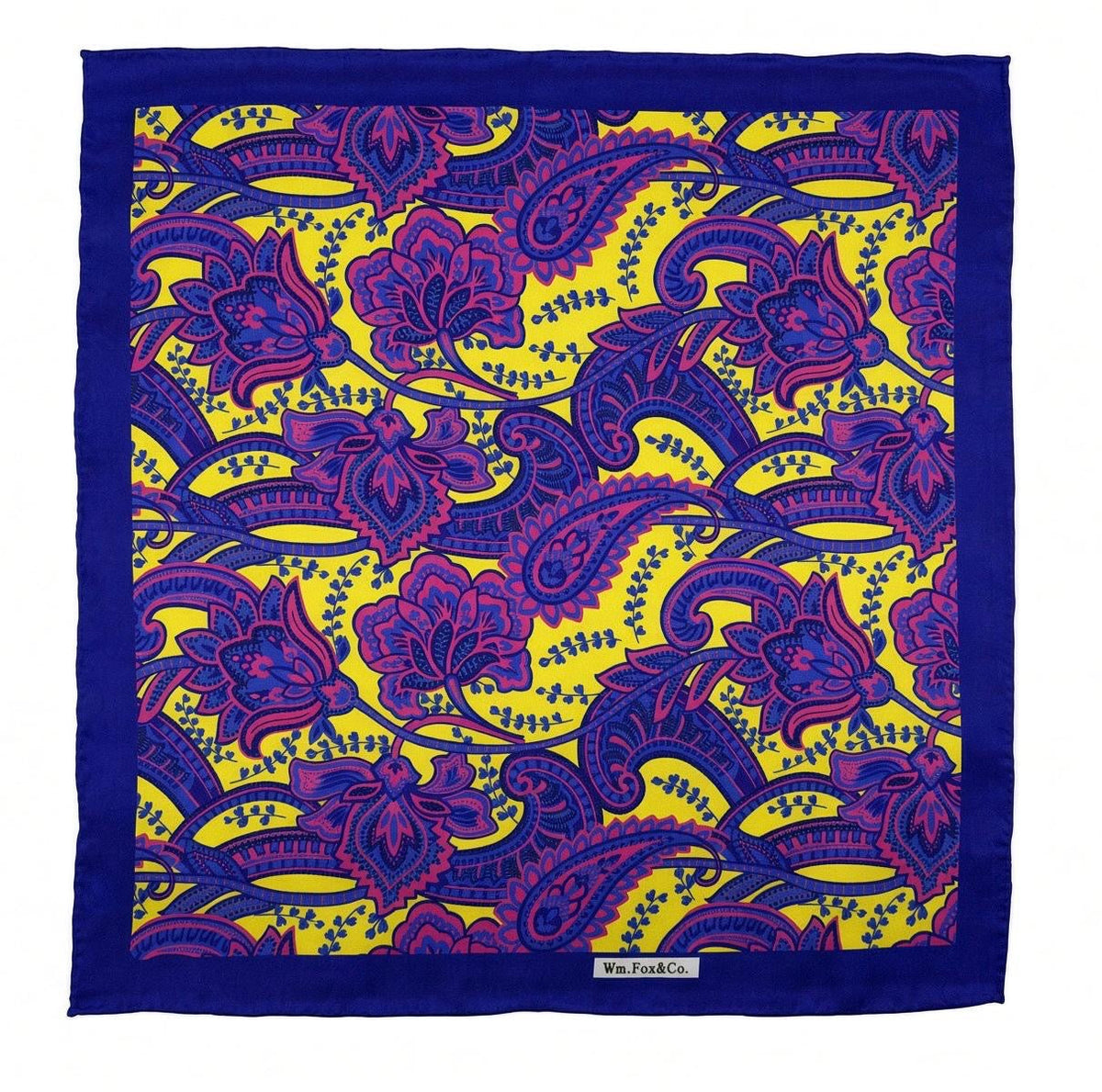 Gold & Purple Paisley Pocket Square — full pattern