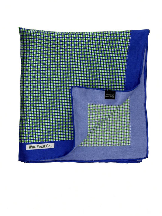 Green & Blue Microcheck Pocket Square — folded detail
