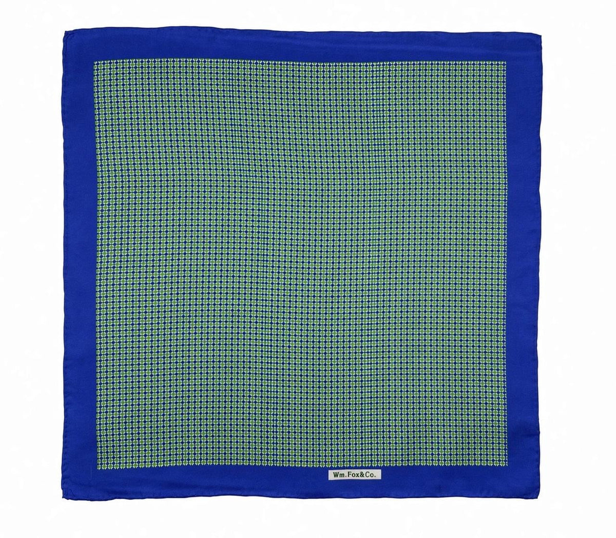 Green & Blue Microcheck Pocket Square — full pattern