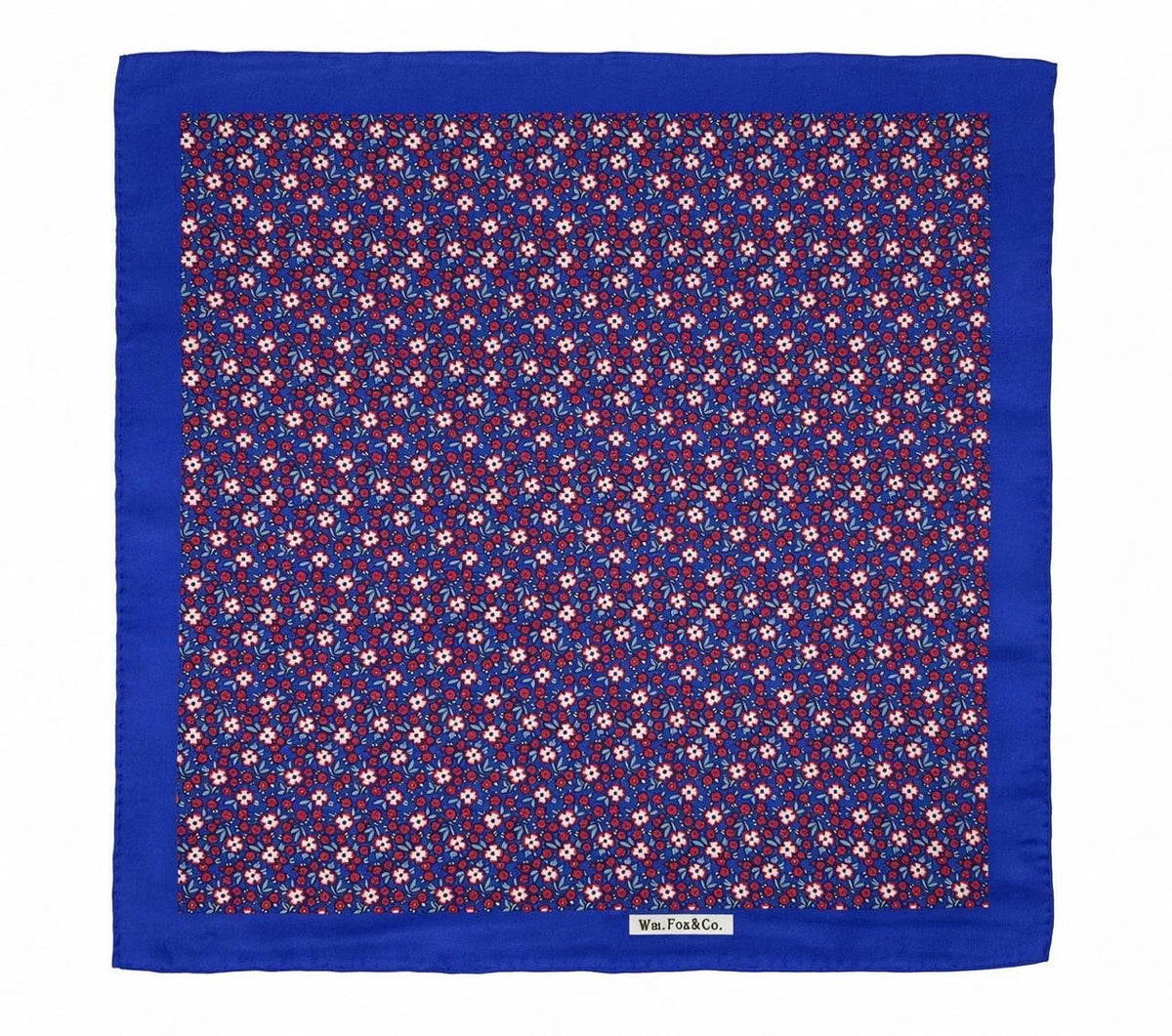 Royal Blue Floral Mosaic Pocket Square — full pattern