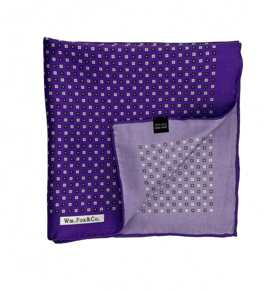 Purple Miniature Geometric Pocket Square — folded detail