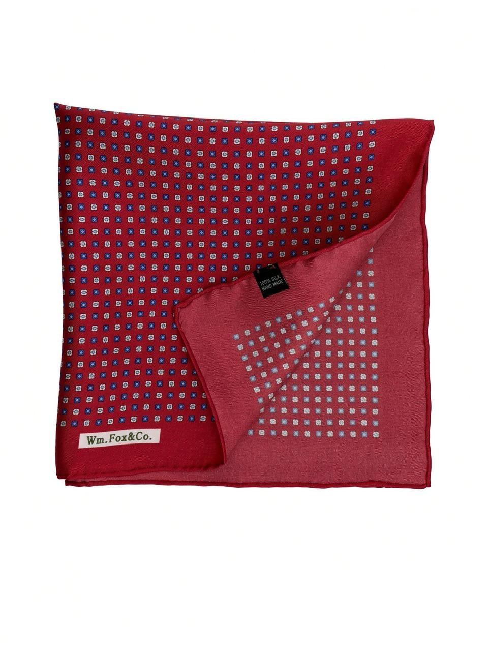 Red Miniature Geometric Pocket Square — folded detail