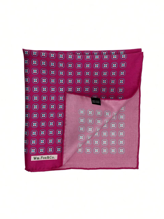 Fuchsia Window Motif Pocket Square — folded detail