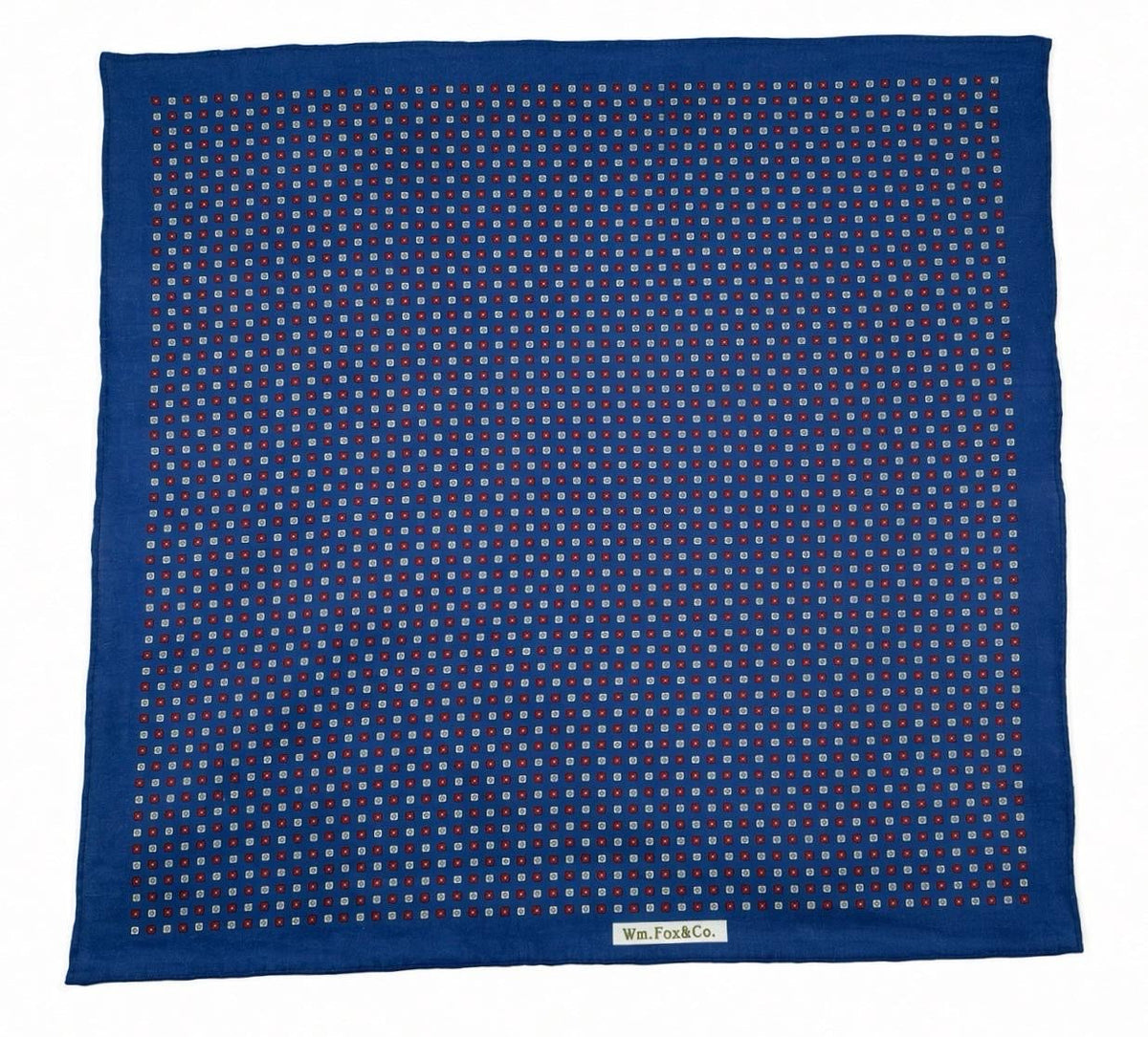 Navy Multicolor Micro-Motif Pocket Square — full pattern