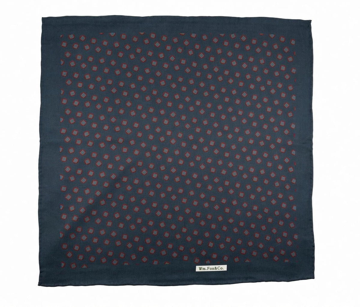 Deep Teal & Burgundy Medallion Pocket Square — full pattern