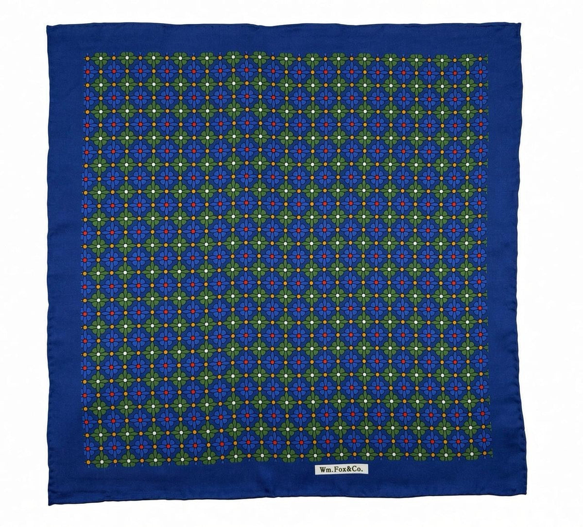 Royal Blue & Green Lattice Pocket Square — full pattern