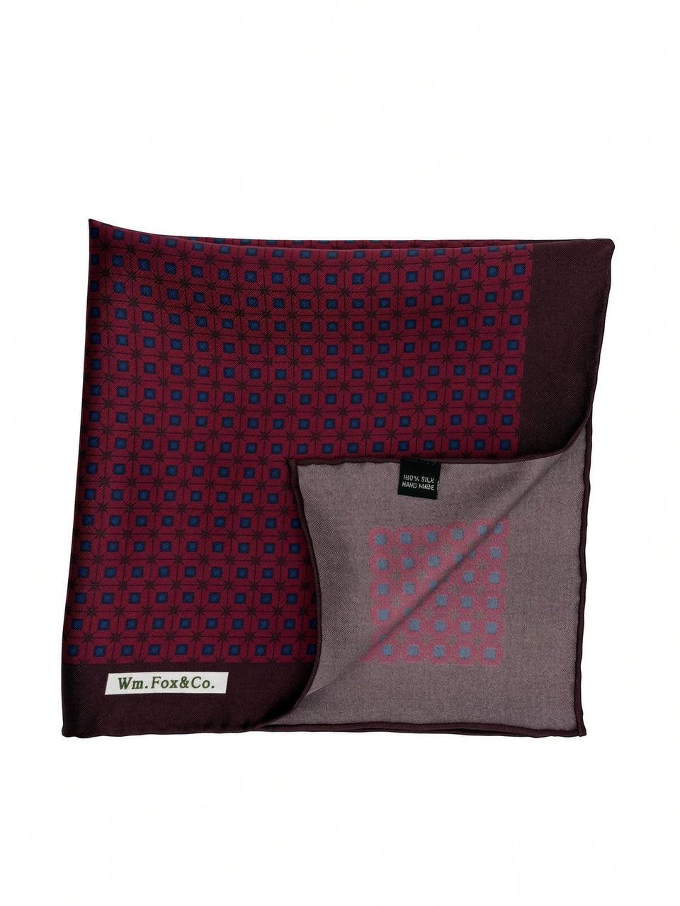 Burgundy Tonal Micro Pattern Pocket Square — folded detail