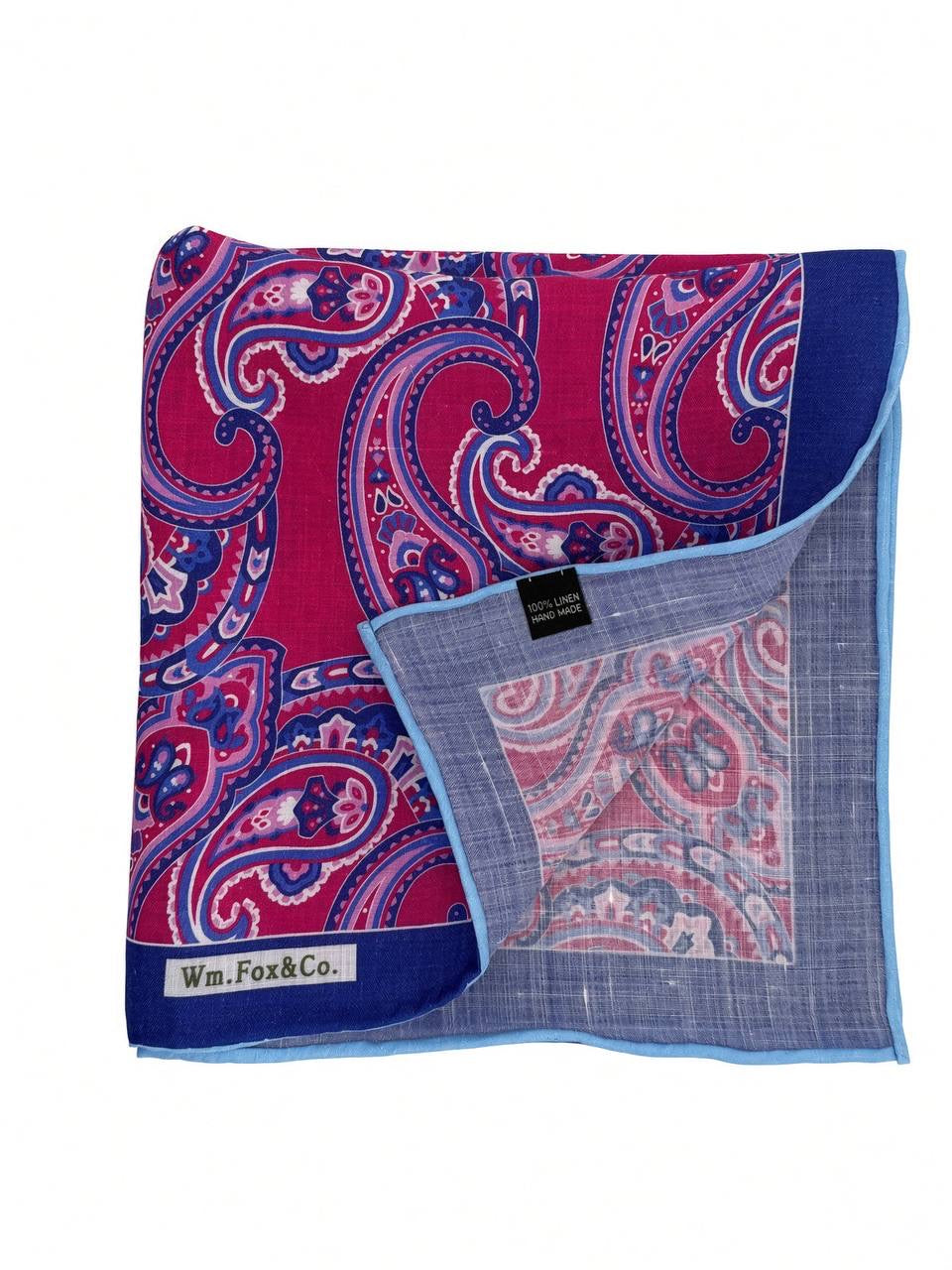 Fuchsia & Violet Grand Paisley Pocket Square — folded detail