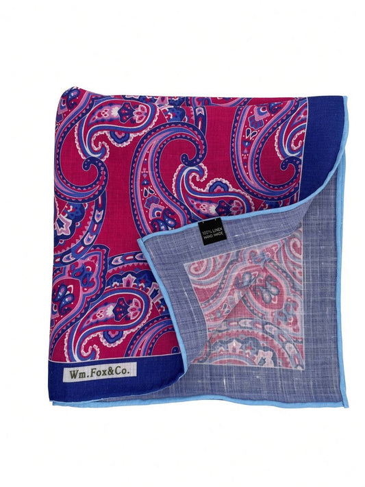 Fuchsia & Violet Grand Paisley Pocket Square — folded detail