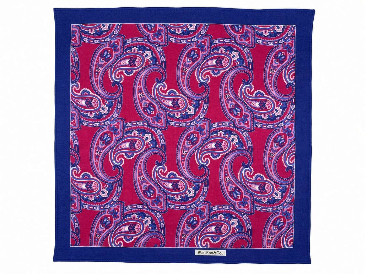 Fuchsia & Violet Grand Paisley Pocket Square — full pattern
