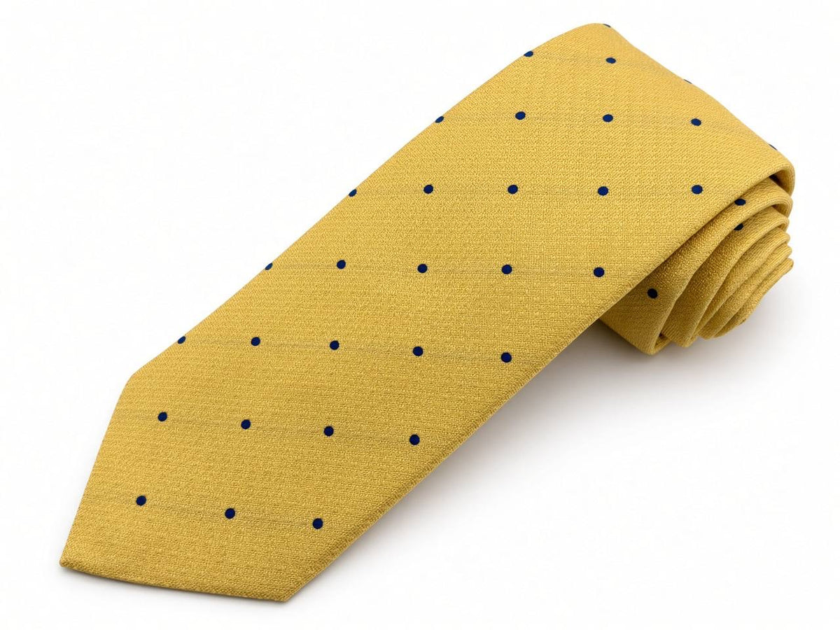 Yellow and Navy Dot Necktie, full view