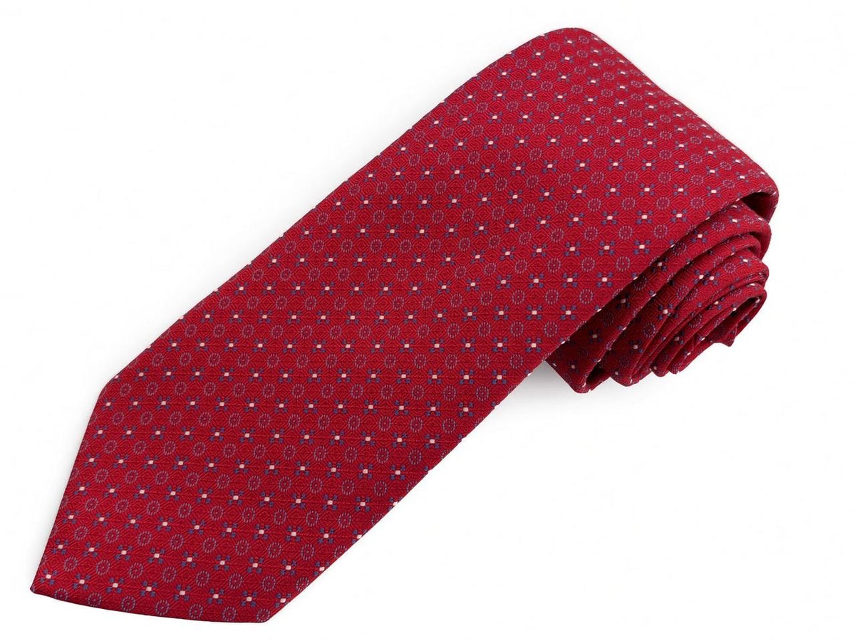 Crimson Micro Pattern Necktie, full view