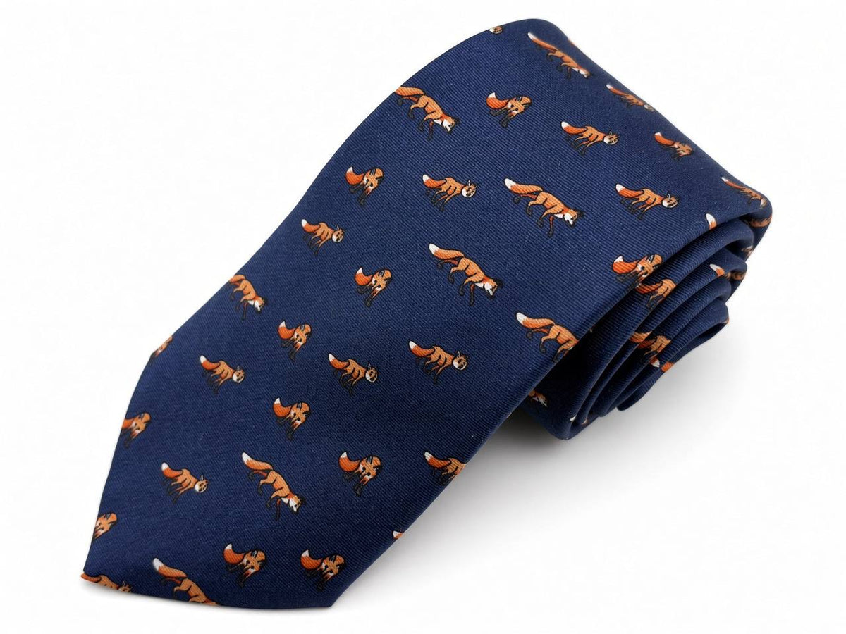 Navy Animal Motif Necktie, full view