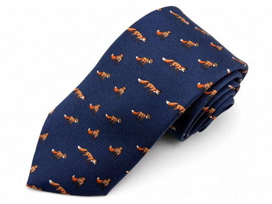 Navy Animal Motif Necktie, full view