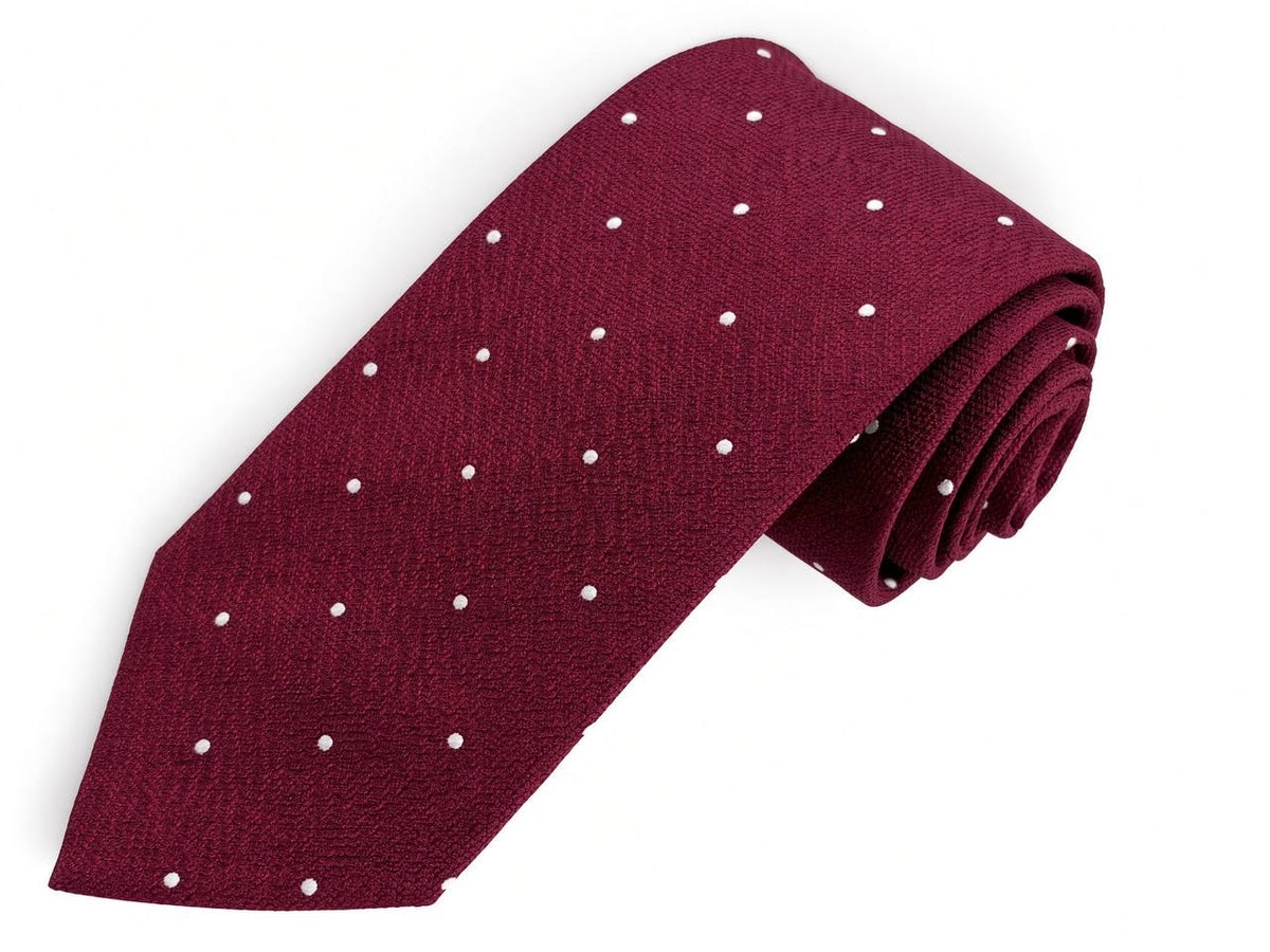 Burgundy Pin Dot Necktie, full view