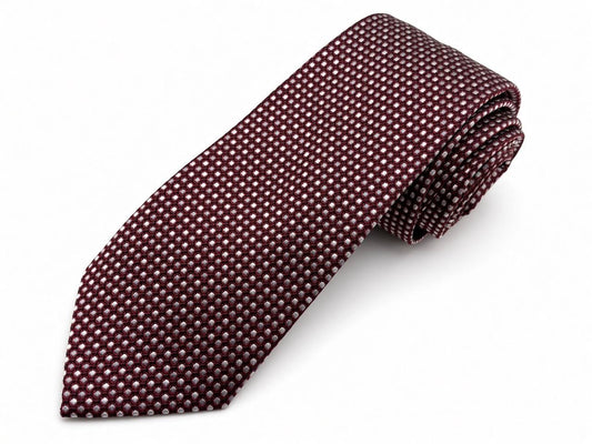 Burgundy Mini Geometric Necktie, full view