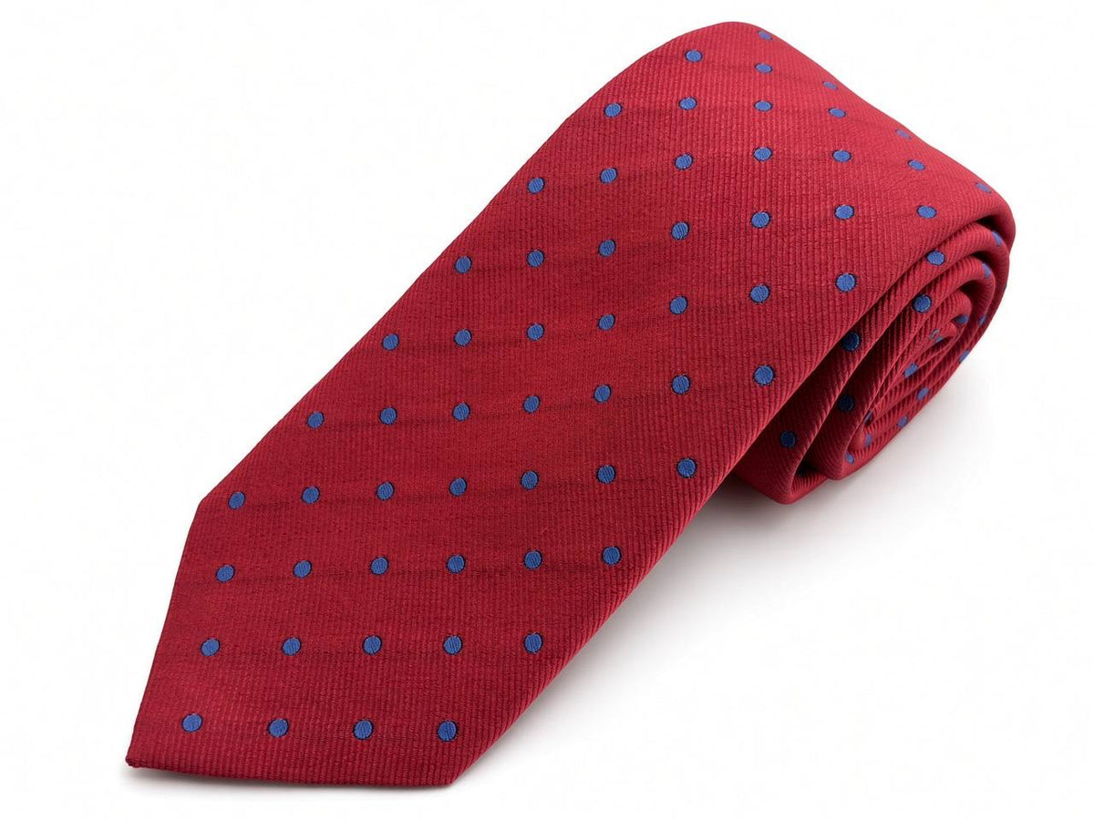Red and Blue Dot Necktie, full view