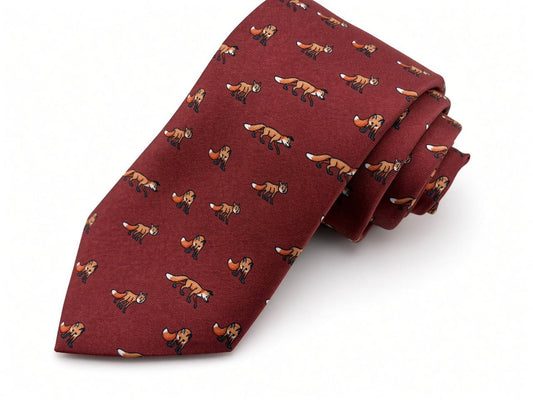 Rust Animal Motif Necktie, full view