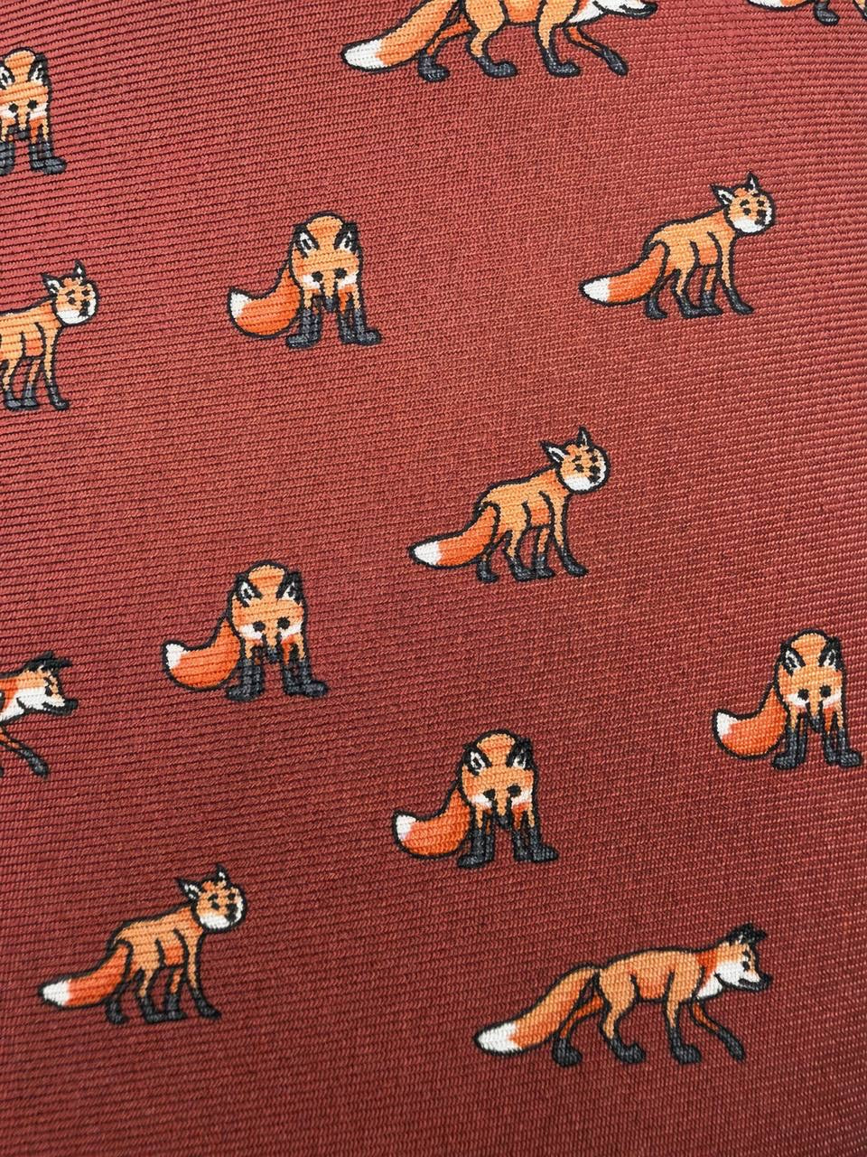 Rust Animal Motif Necktie, fabric close-up