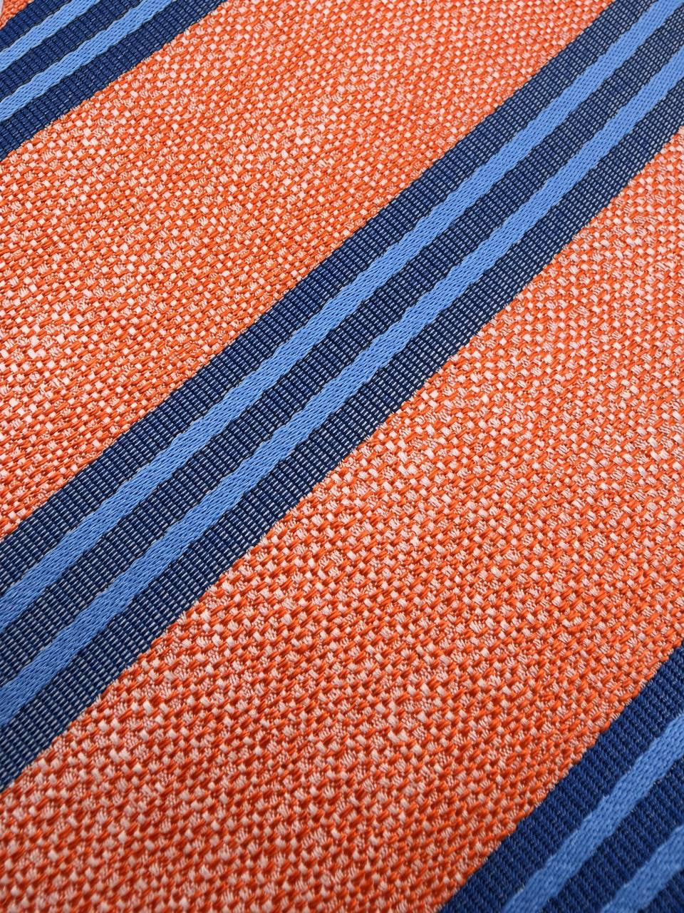 Coral and Navy Stripe Necktie, fabric close-up