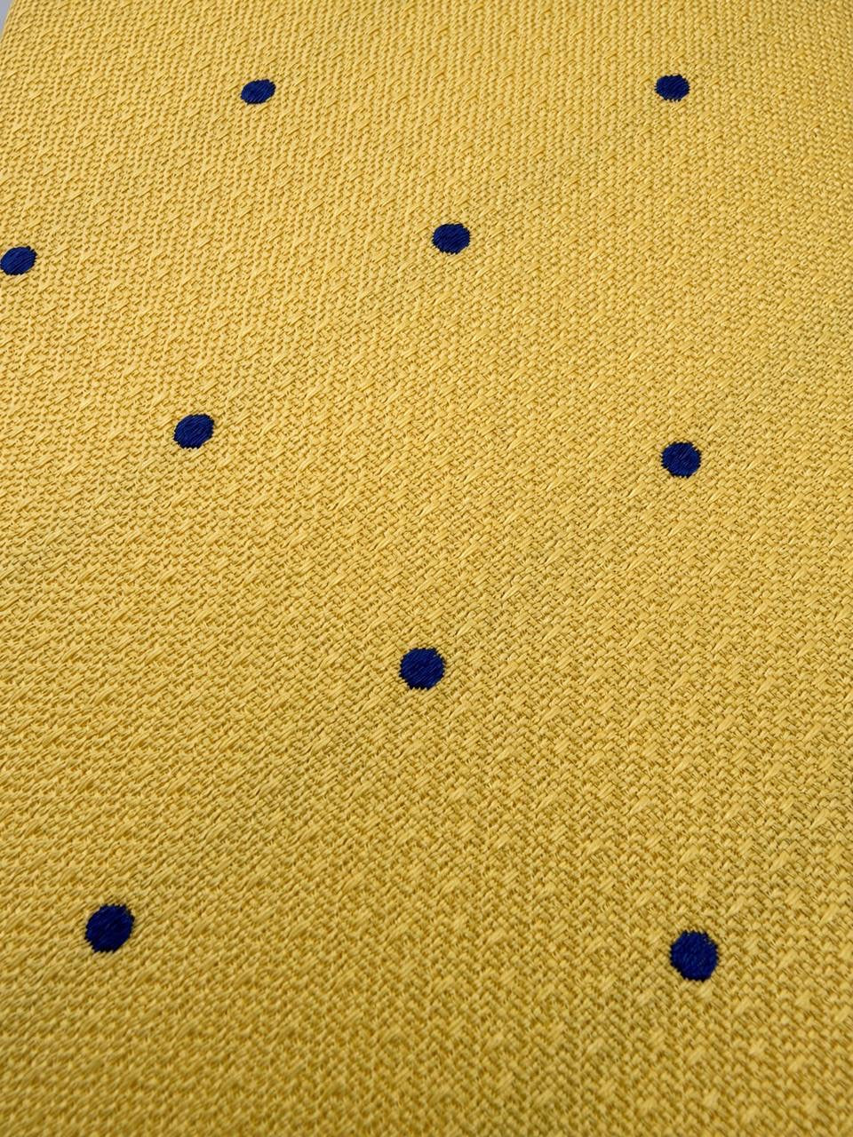 Yellow and Navy Dot Necktie, fabric close-up