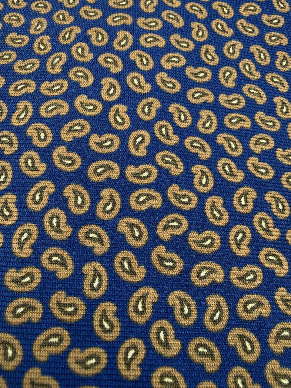 Navy and Gold Paisley Necktie, fabric close-up