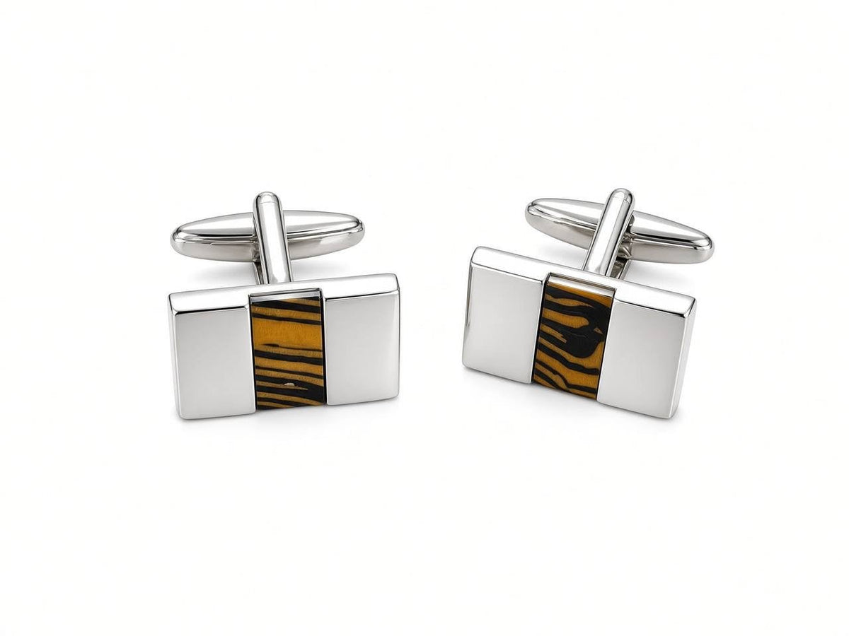 Amber Stripe Rectangular Cufflinks - Wm. Fox & Co.