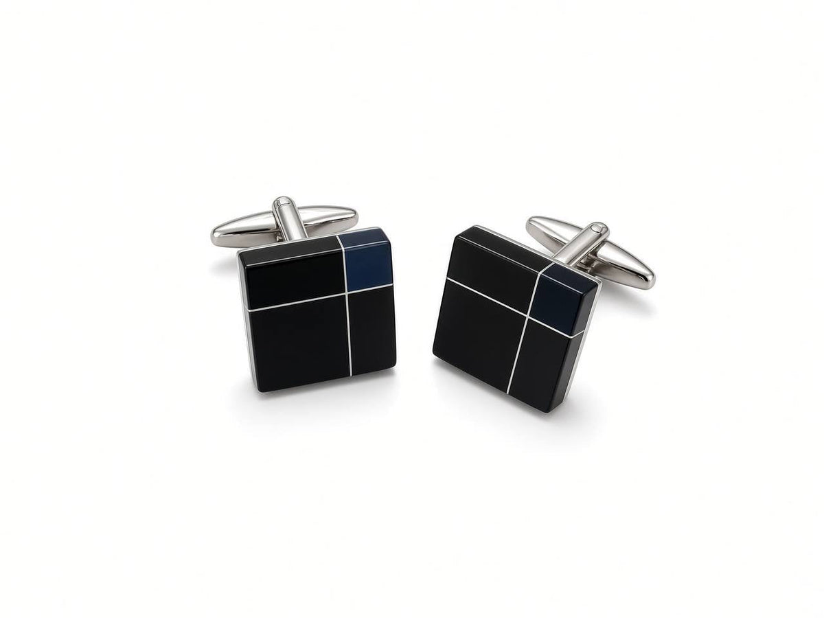 Black Windowpane Square Cufflinks - Wm. Fox & Co.