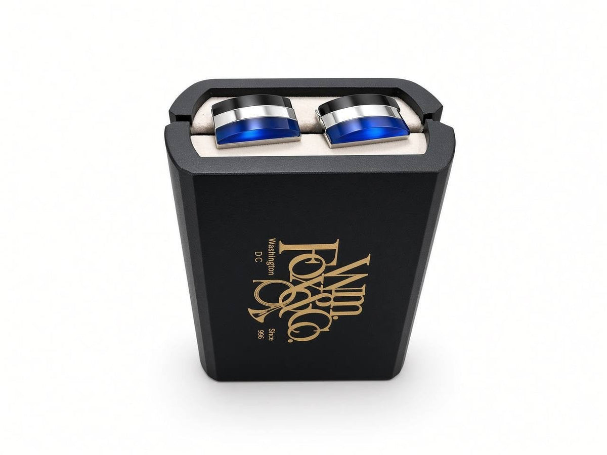 Blue and Black Striped Cufflinks - Wm. Fox & Co.