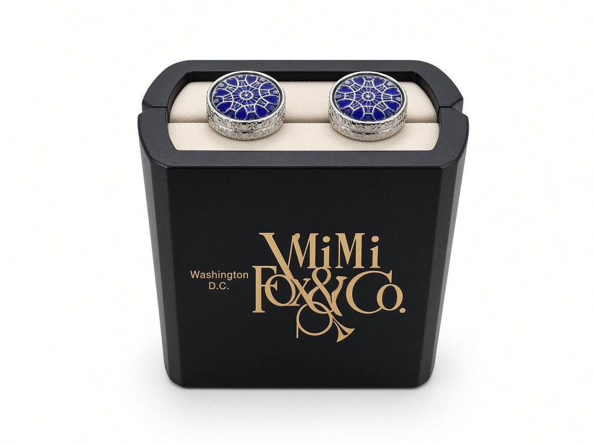 Blue Geometric Medallion Cufflinks - Wm. Fox & Co.