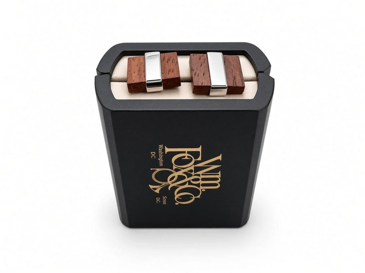 Brown Inlay Rectangular Cufflinks - Wm. Fox & Co.