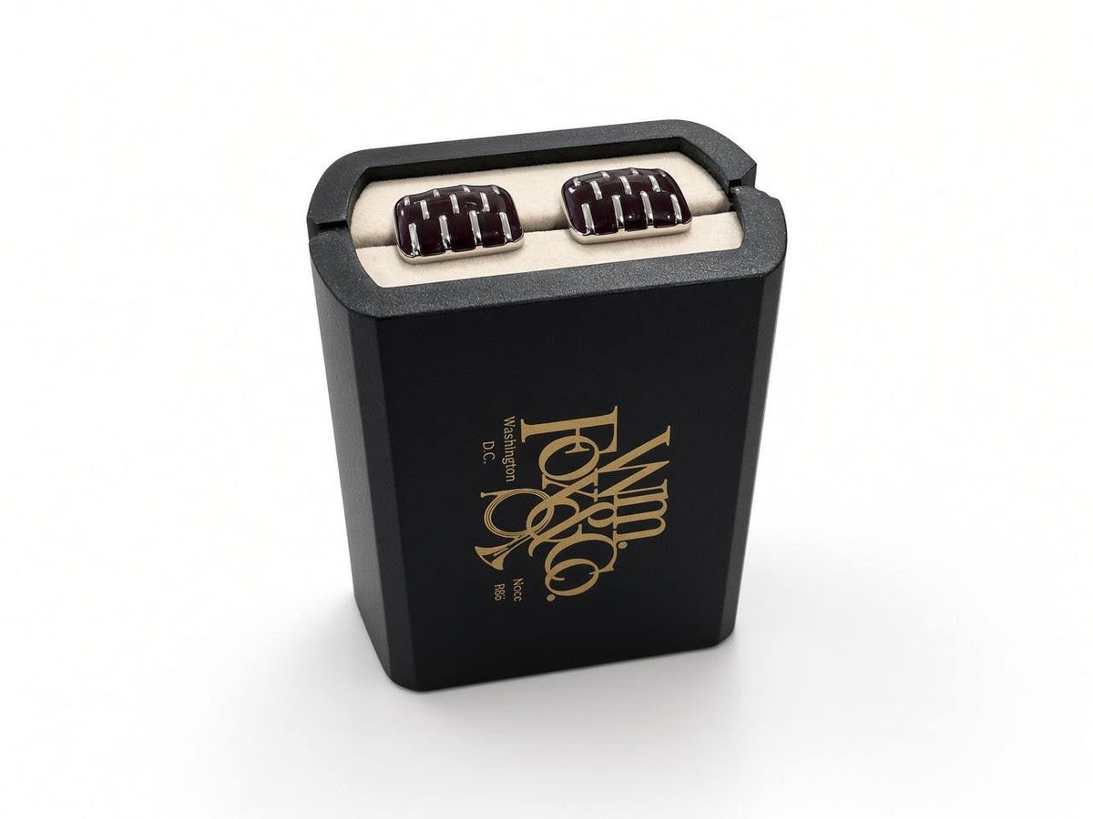 Burgundy Basketweave Cufflinks - Wm. Fox & Co.