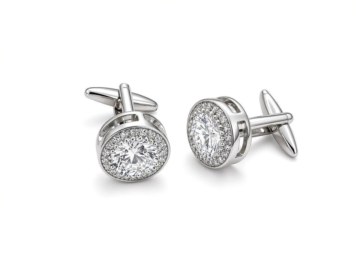 Clear Round Pavé-Look Cufflinks - Wm. Fox & Co.