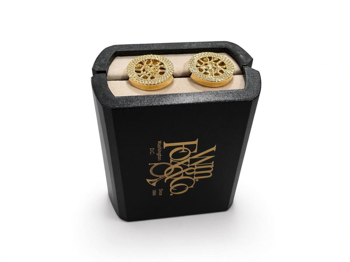 Gold-Tone Floral Disc Cufflinks - Wm. Fox & Co.