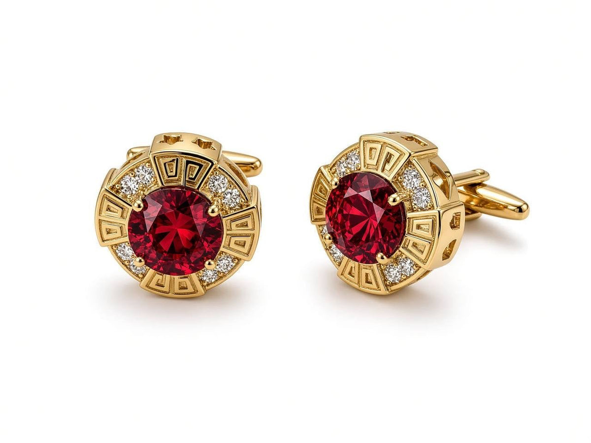 Red Center Gold-Tone Cufflinks - Wm. Fox & Co.